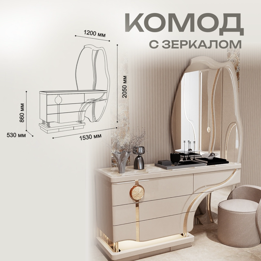 Гарнитур спальный Asia Brend Милано бежево-золотой купить,NaN
