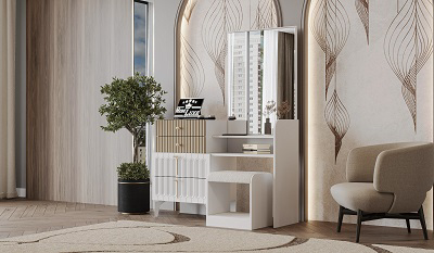 Гарнитур спальный Mebel Luxe Алсу белый с золотом купить,NaN