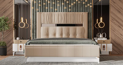 Гарнитур спальный Mebel Luxe Белуччи бежево-белый купить,NaN