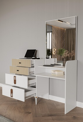 Гарнитур спальный Mebel Luxe Белуччи бежево-белый купить,NaN