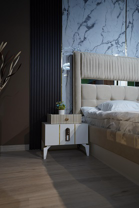 Гарнитур спальный Mebel Luxe Белуччи бежево-белый купить,NaN