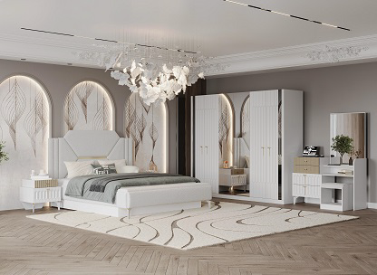 Гарнитур спальный Mebel Luxe Алсу белый с золотом купить,NaN