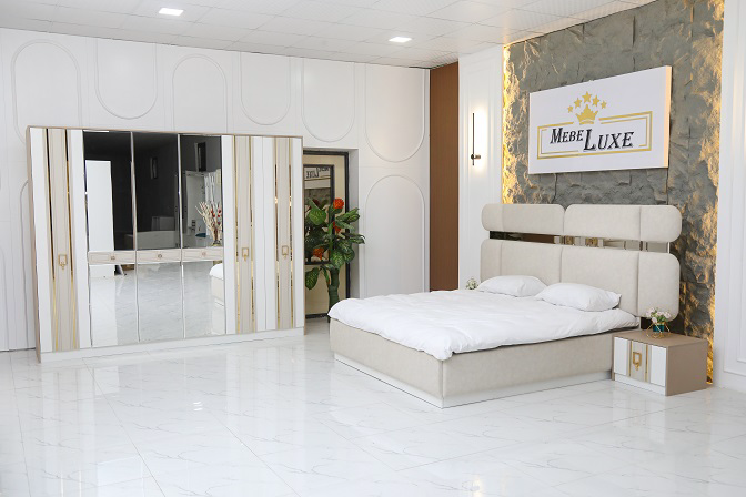 Гарнитур спальный Mebel Luxe Анель бело-бежевый с золотом купить,NaN