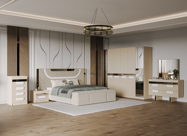 Гарнитур спальный Mebel Luxe Кавелла бежевый купить,NaN