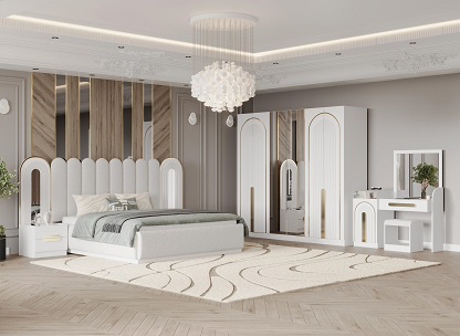 Гарнитур спальный Mebel Luxe Айлин белый с золотом купить,NaN