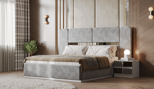 Гарнитур спальный Mebel Luxe Моника серо-белый с золотом купить,NaN