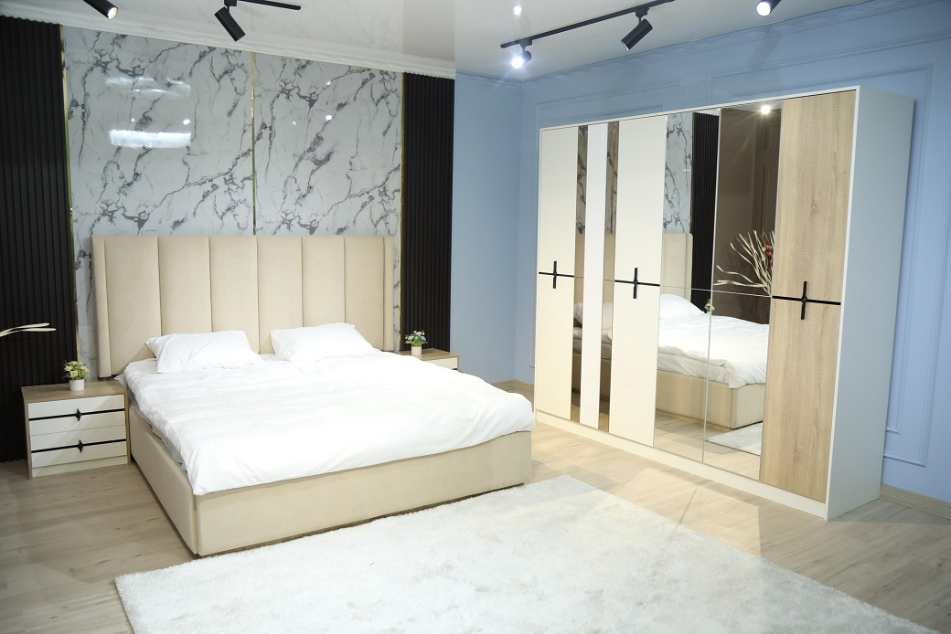 Гарнитур спальный Mebel Luxe Люсия коричнево-белый купить,NaN