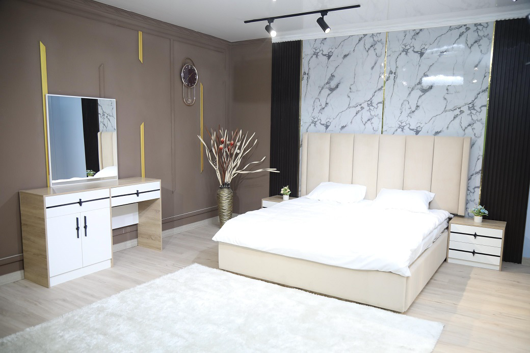 Гарнитур спальный Mebel Luxe Люсия коричнево-белый купить,NaN