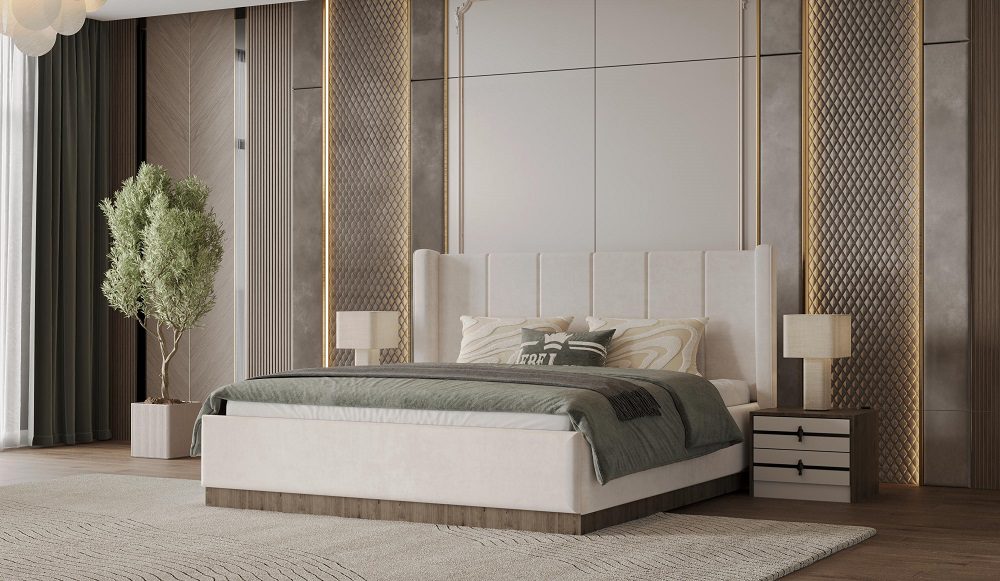 Гарнитур спальный Mebel Luxe Люсия коричнево-белый купить,NaN