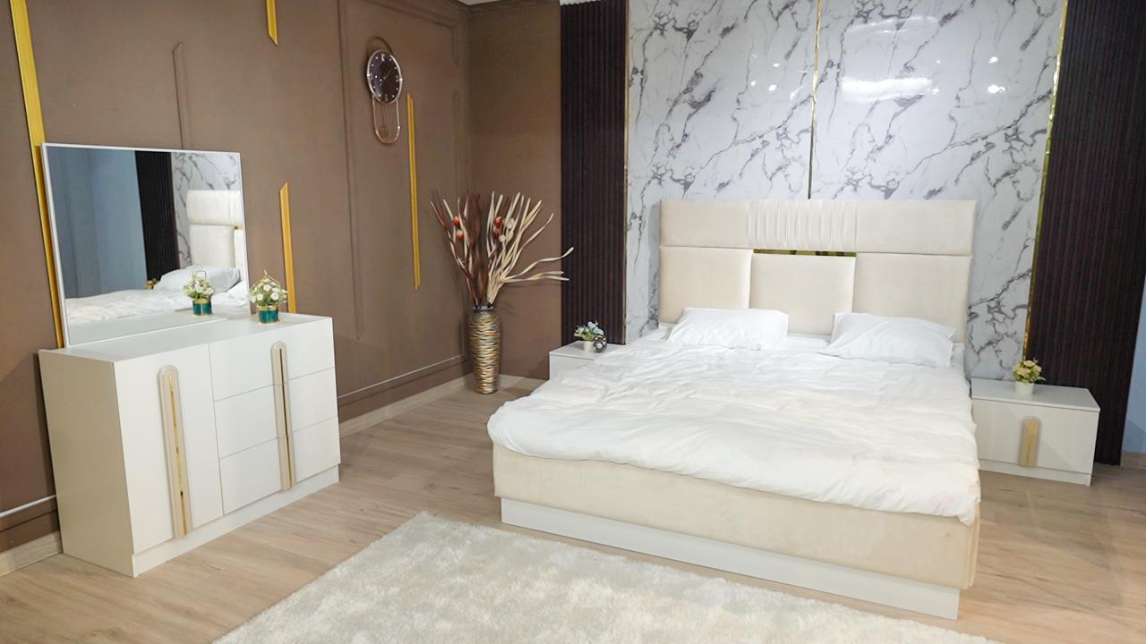Гарнитур спальный Mebel Luxe Лиона бежевый с золотом купить,NaN