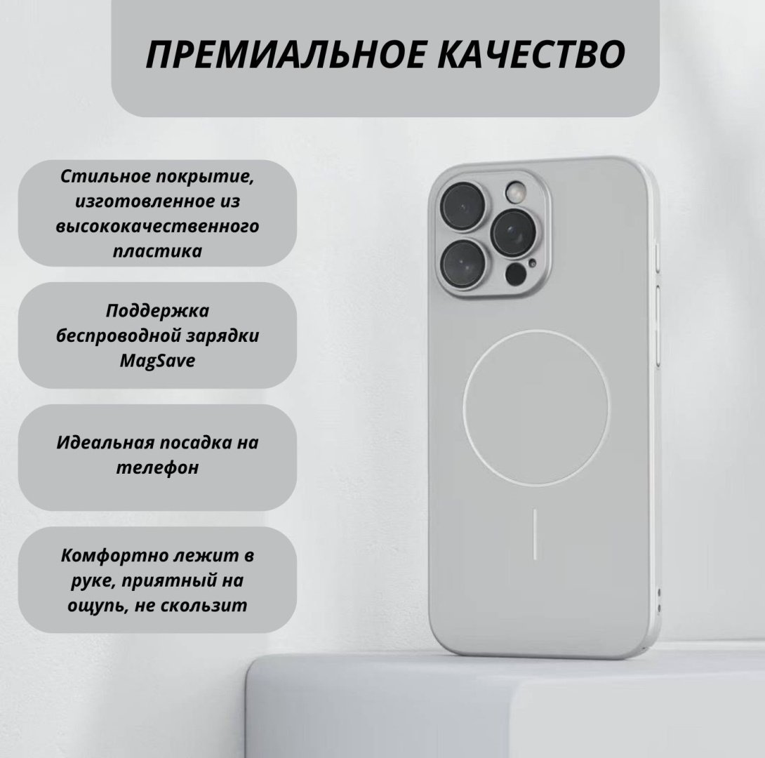 Чехол для Apple iPhone 15 Pro Max серебристый купить,NaN