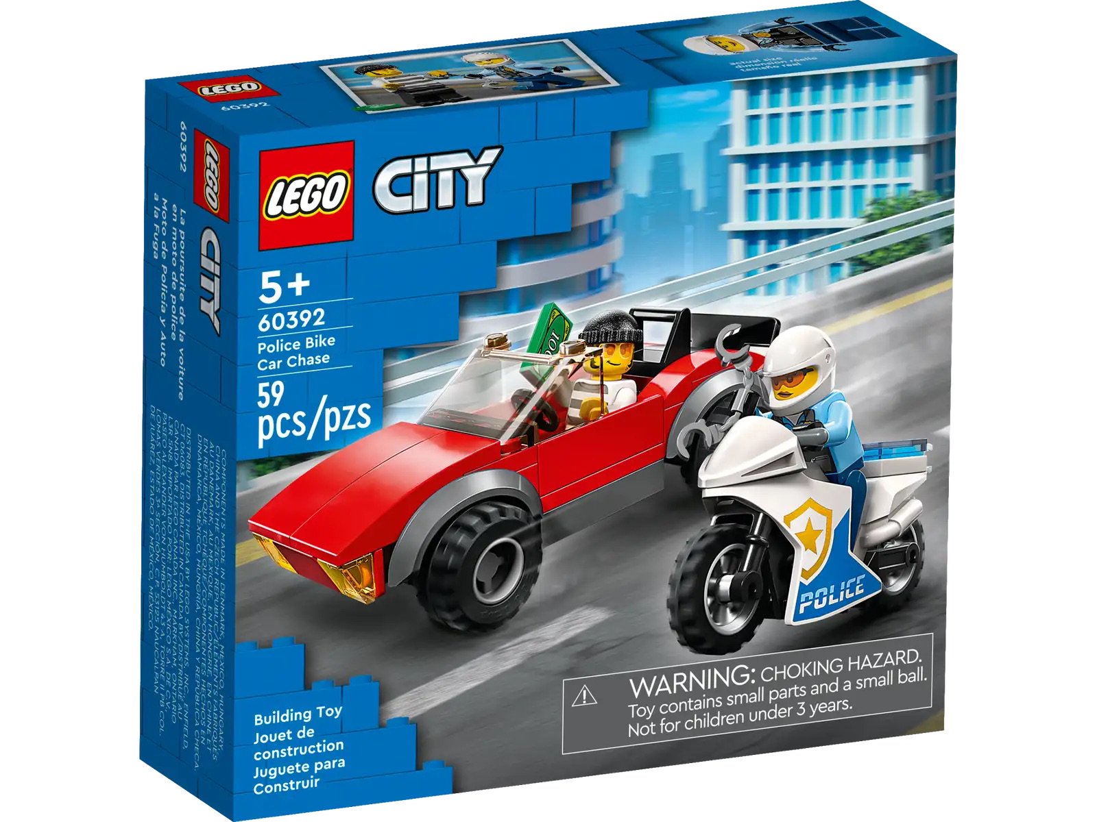 Конструктор Lego City Полицейская погоня на мотоцикле 60392 59 деталей купить,0