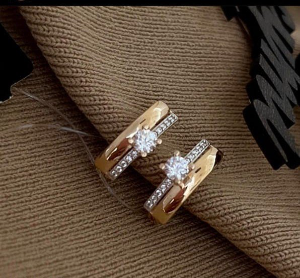 Серьги Золото России 108339827 вес 3.06 г золото, фианит купить,244800