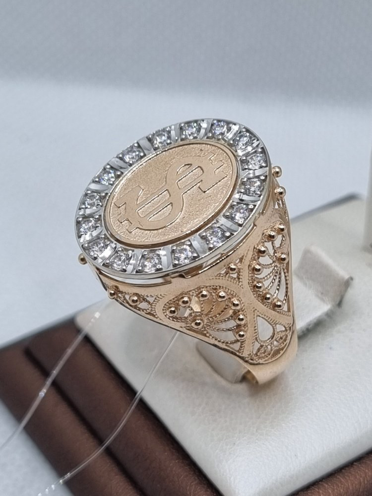 Кольцо Zhanar Gold ZHA84/161 размер 21.5 вес 5.8 г золото, цирконий купить,432199.99999999994