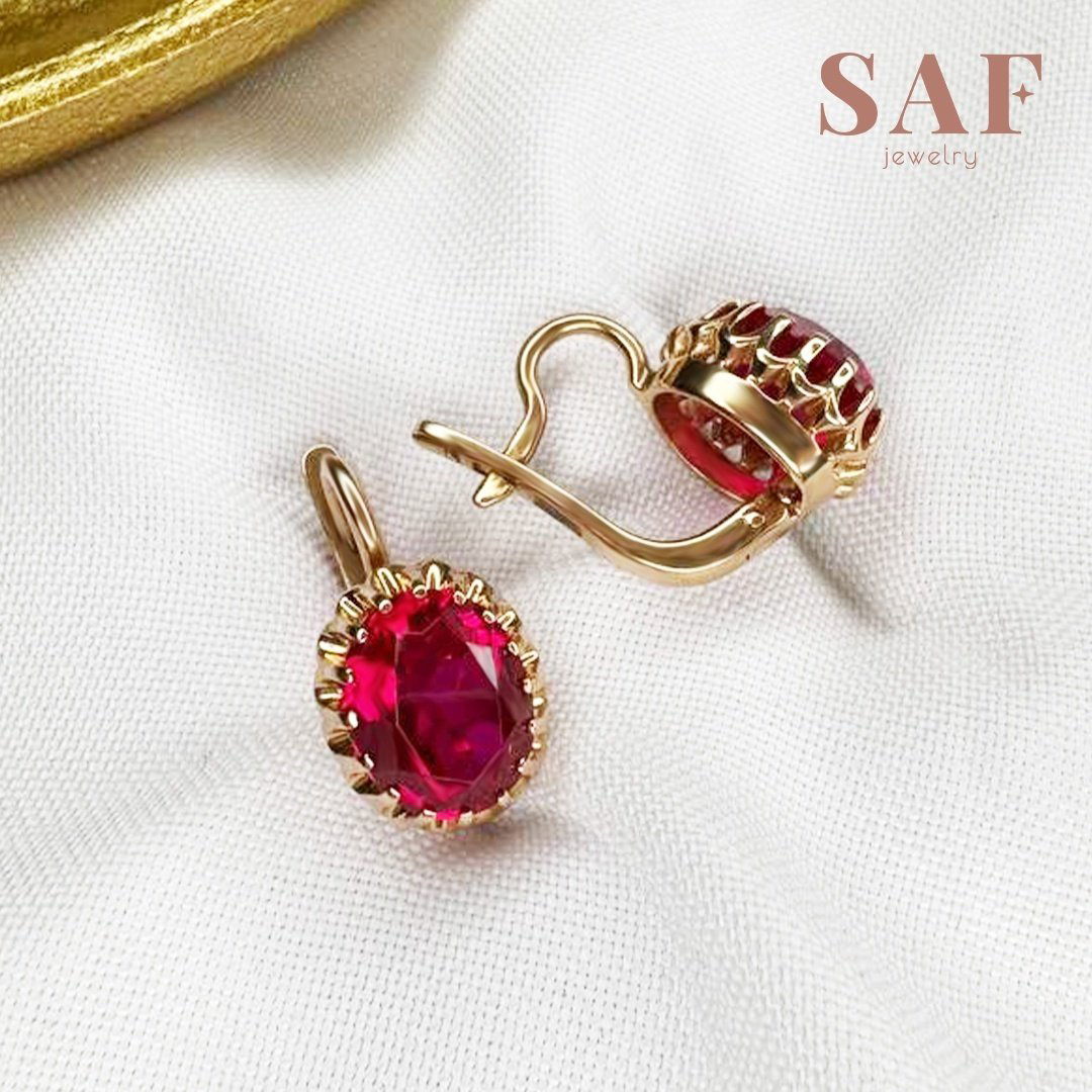 Серьги SAF 000804 вес 6.1 г золото, рубин купить,488000