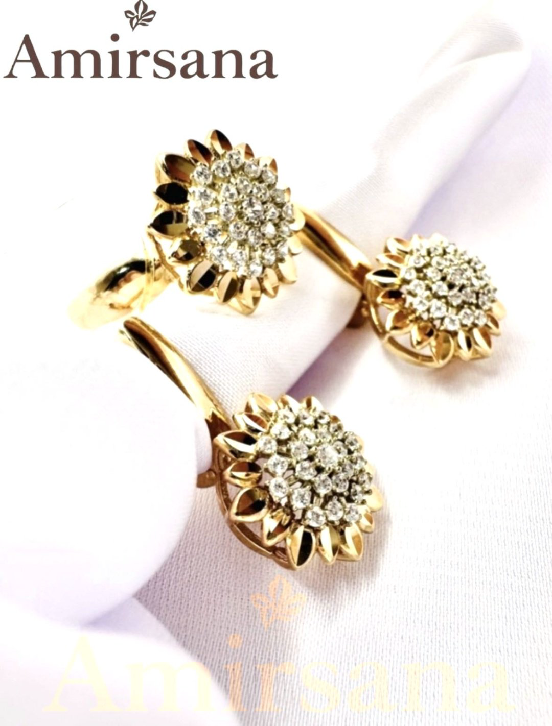Amirsana (кольцо и серьги) 9498736 вес 5.31 г золото, фианит купить,450000