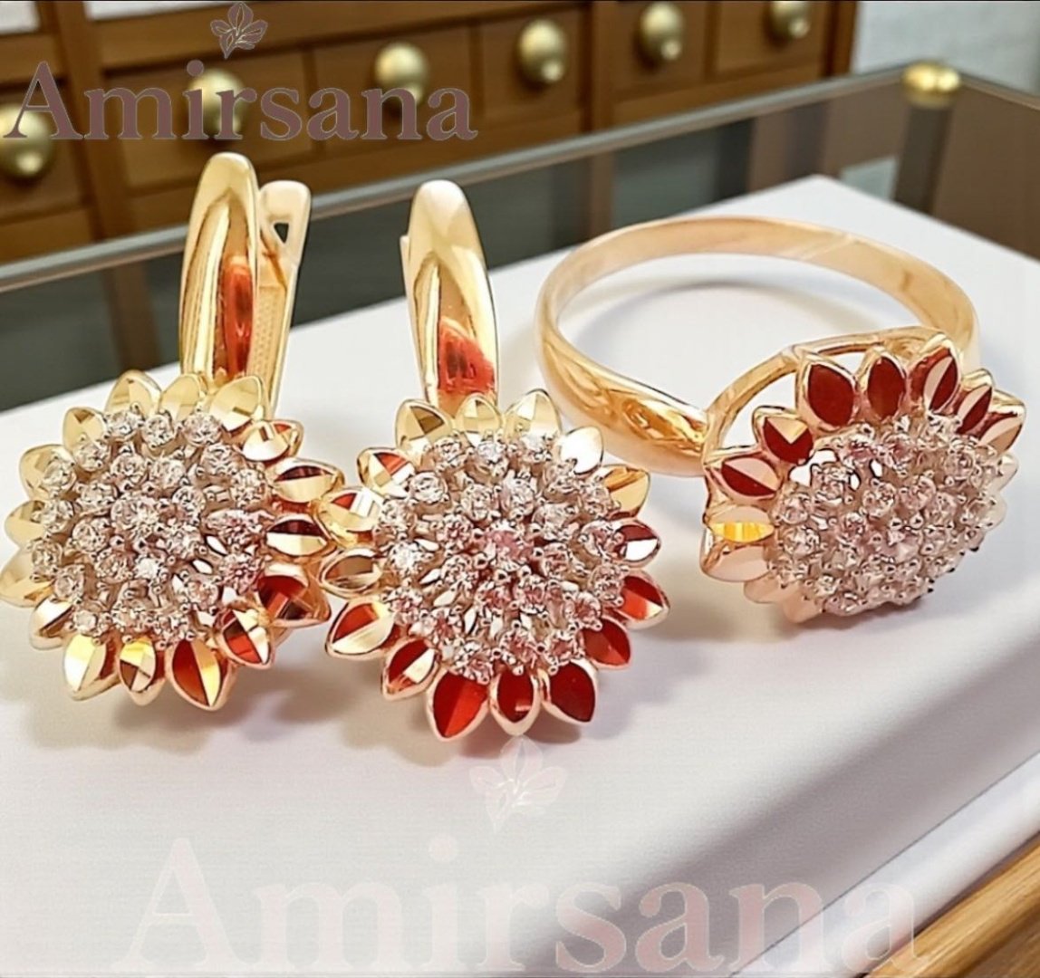 Amirsana (кольцо и серьги) 9498736 вес 5.31 г золото, фианит купить,450000