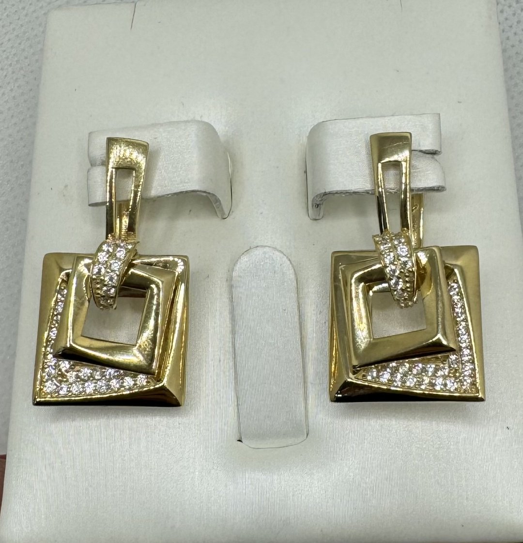 Серьги Italy Gold 21114487 вес 7.15 г золото, фианит купить,NaN