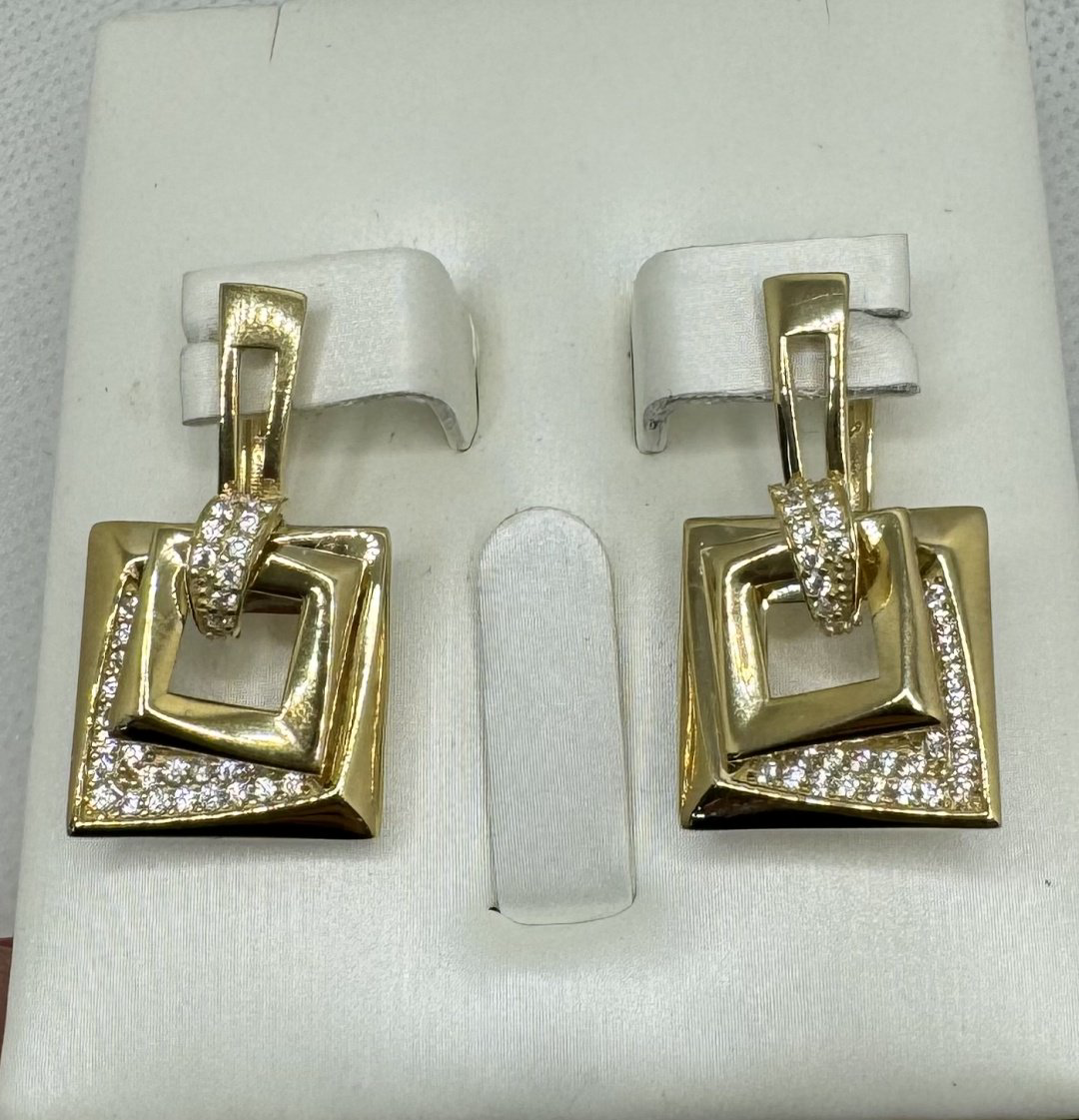 Серьги Italy Gold 21114487 вес 7.15 г золото, фианит купить,NaN