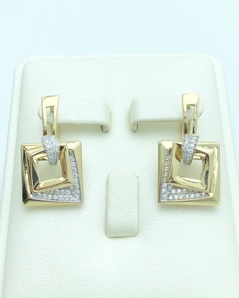 Серьги Italy Gold 21114487 вес 7.15 г золото, фианит купить,NaN