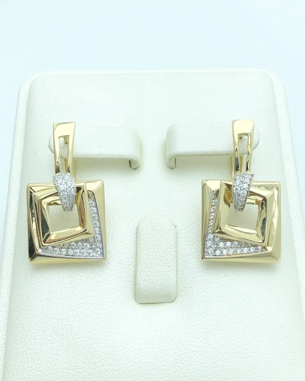 Серьги Italy Gold 21114487 вес 7.15 г золото, фианит купить,NaN