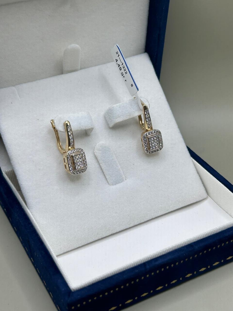 Серьги 585 ЗОЛОТОЙ Серьги вес 4.49 г золото, фианит купить,359200