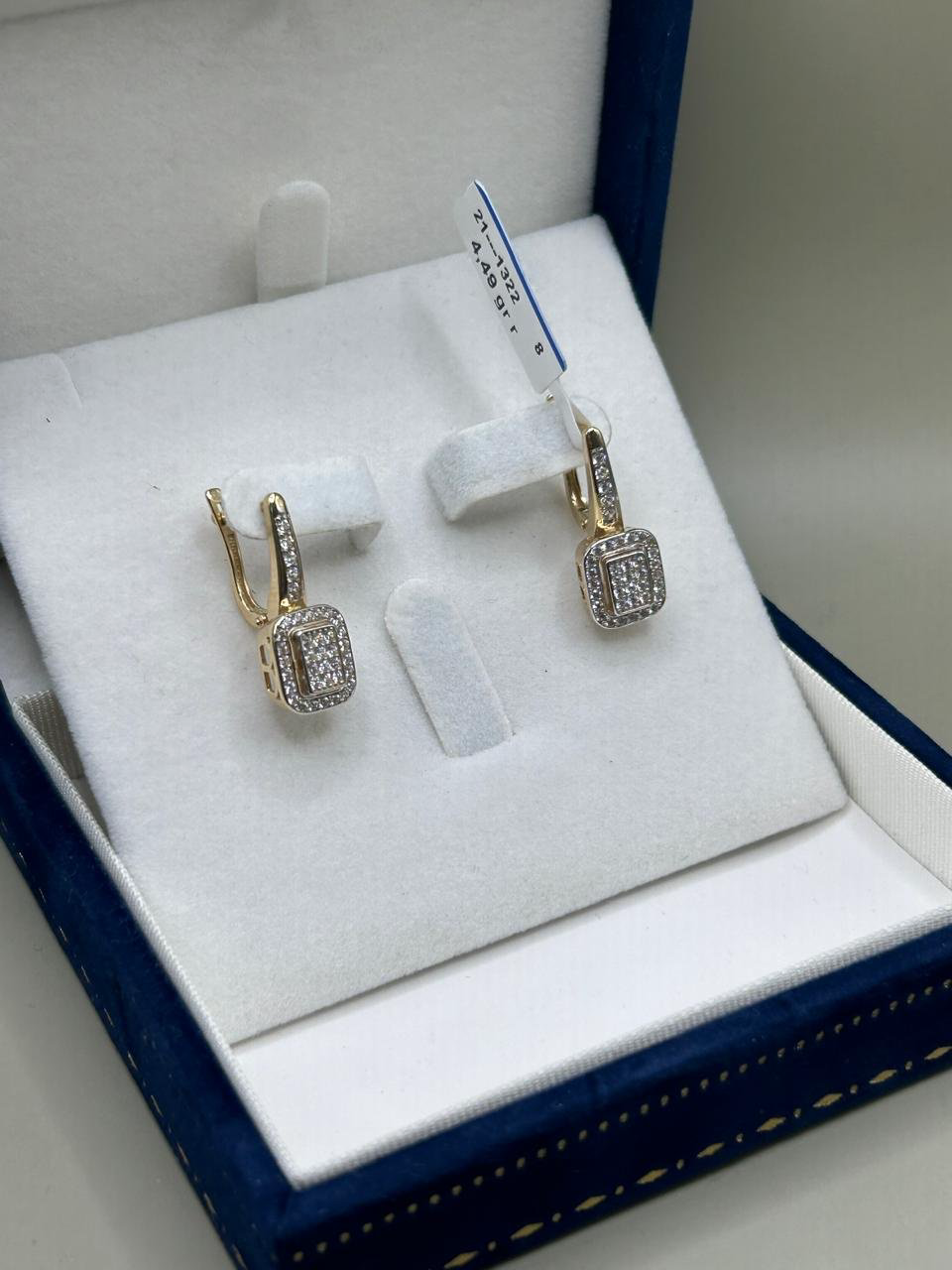 Серьги 585 ЗОЛОТОЙ Серьги вес 4.49 г золото, фианит купить,359200