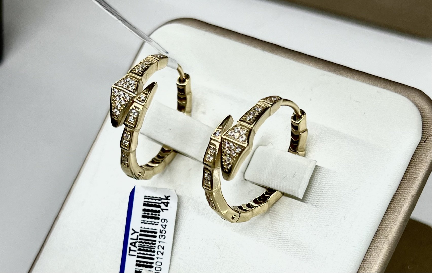 Серьги ITALY Bulgari 18-1153 вес 4.44 г золото, фианит купить,NaN