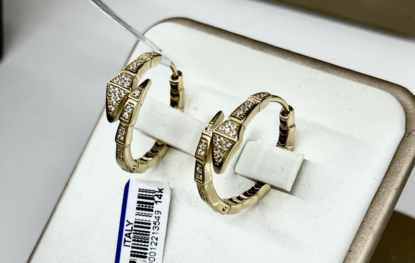 Серьги ITALY Bulgari 18-1153 вес 4.44 г золото, фианит купить,NaN