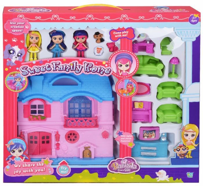 Игровой набор  OS Кукольный домик с 3 куклами 60221B купить,NaN
