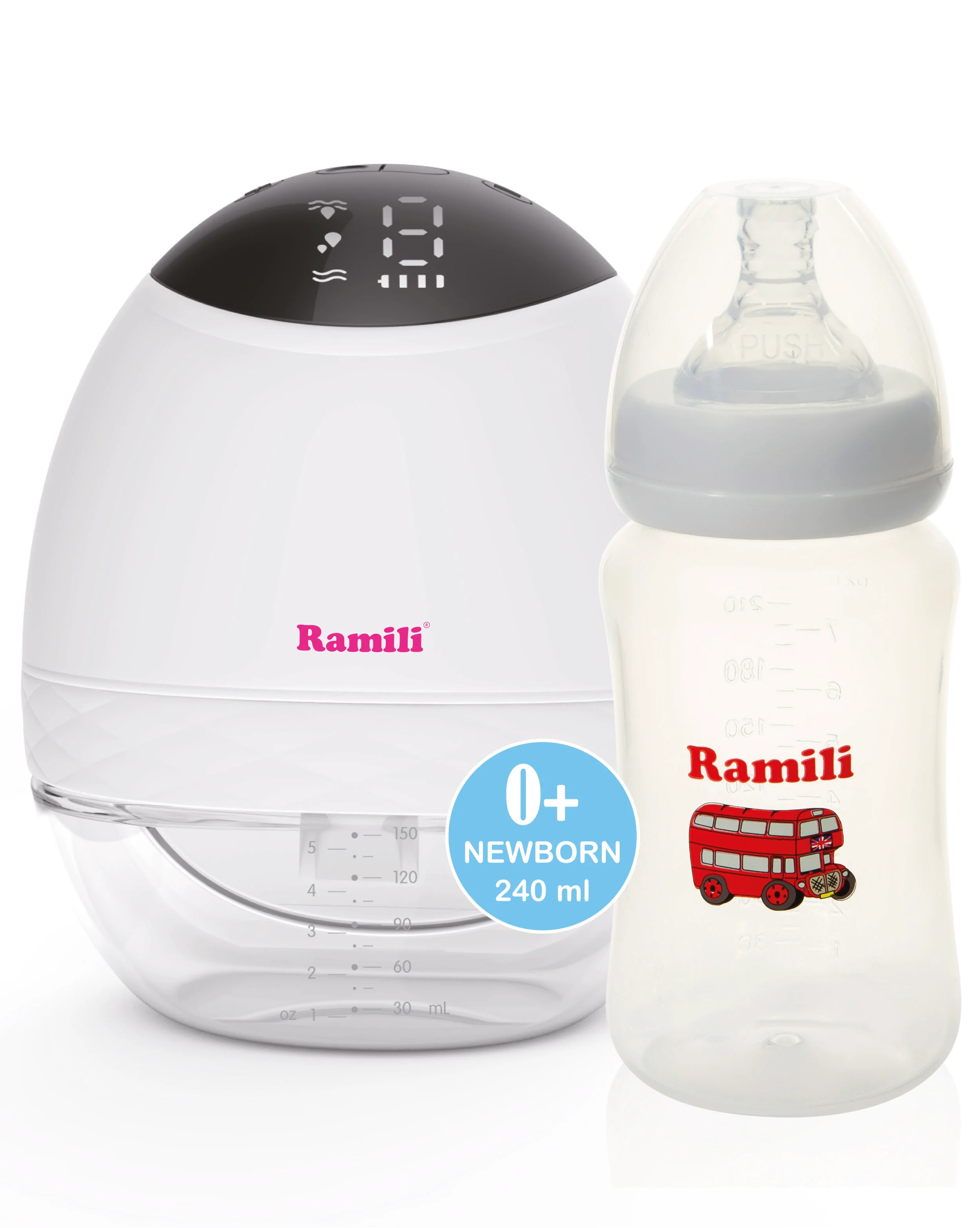 Молокоотсос Ramili SE500 с бутылочкой 240 мл белый