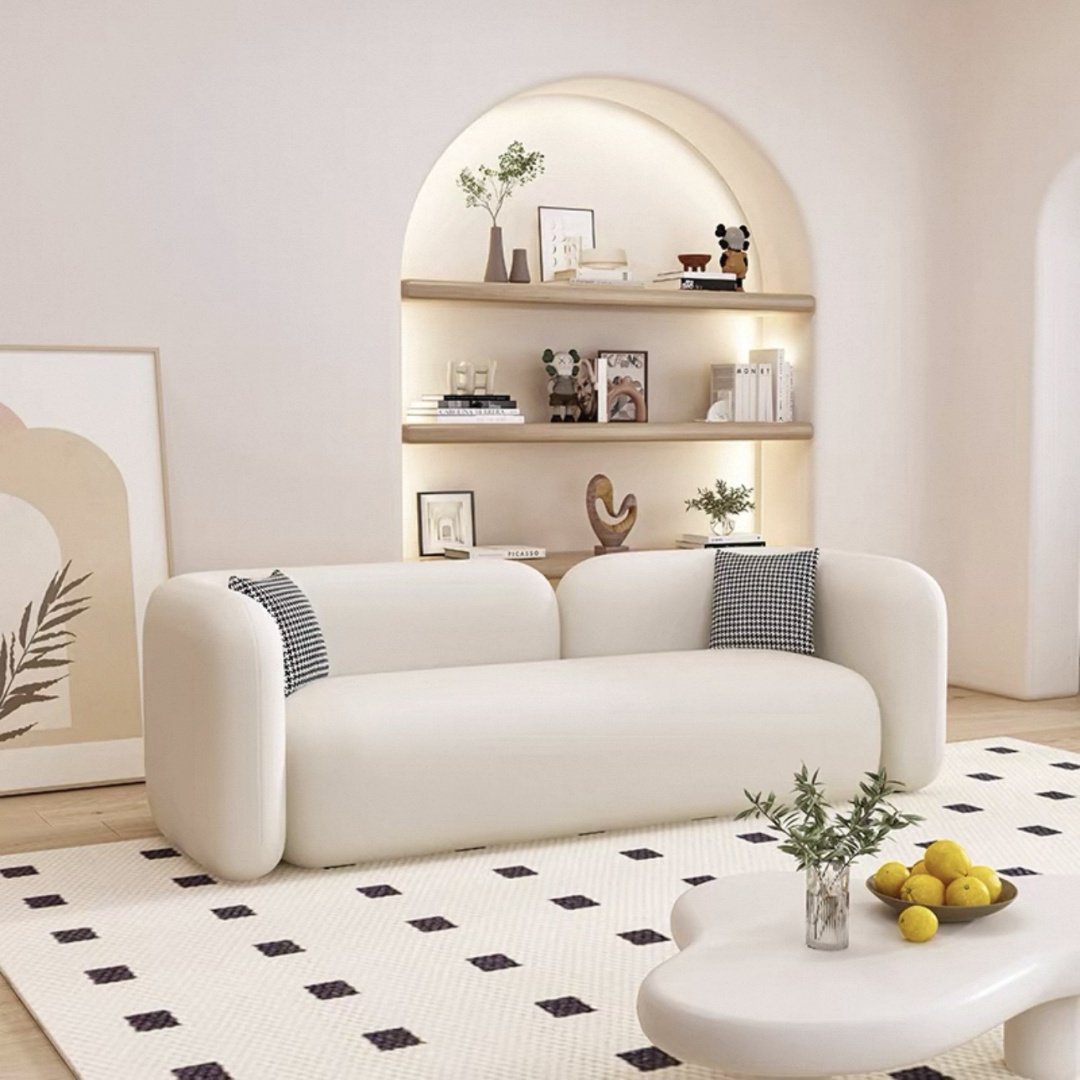 Диван Soft Round, 170х72 см, обивка искусственная замша, белый купить,NaN