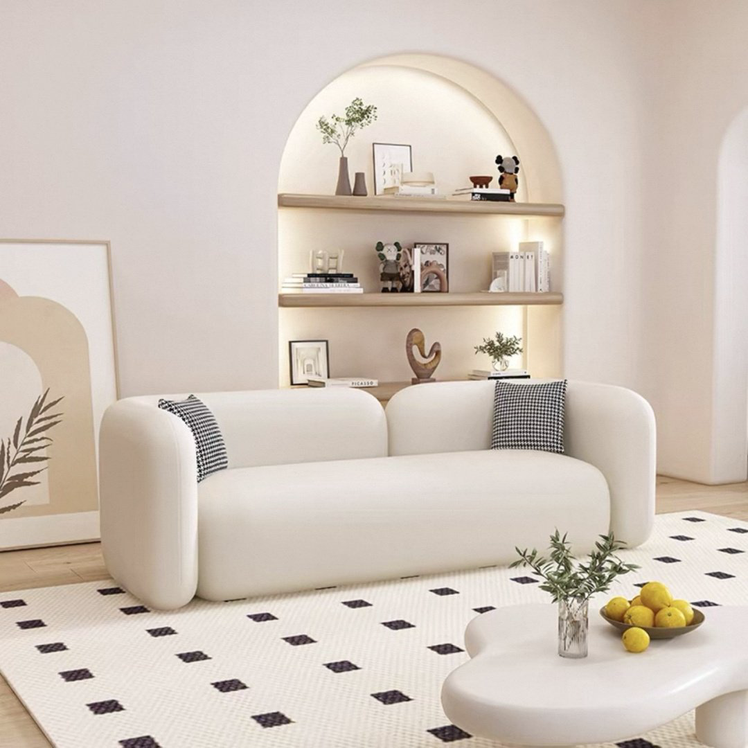 Диван Soft Round, 170х72 см, обивка искусственная замша, белый купить,NaN