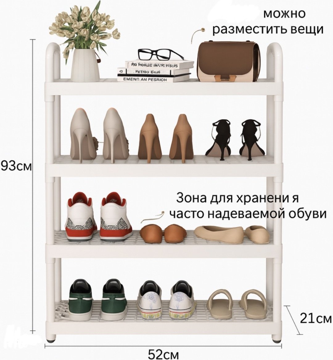 Обувница О-2025 52x21x93см белый купить,NaN