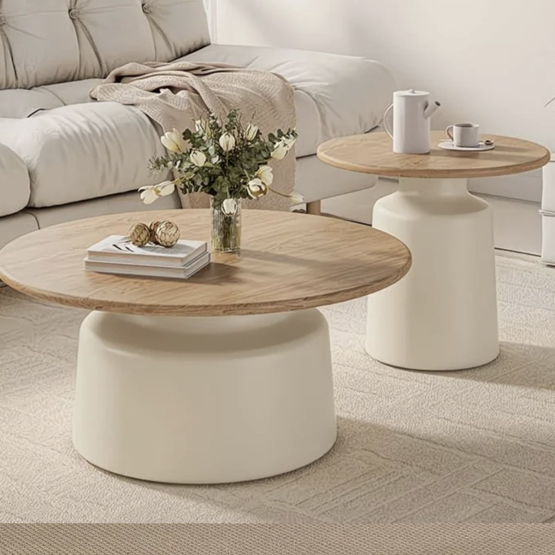 Журнальный столик Modern Round Duo, 70.5х70.5x37.47 см, светло-коричневый купить,NaN