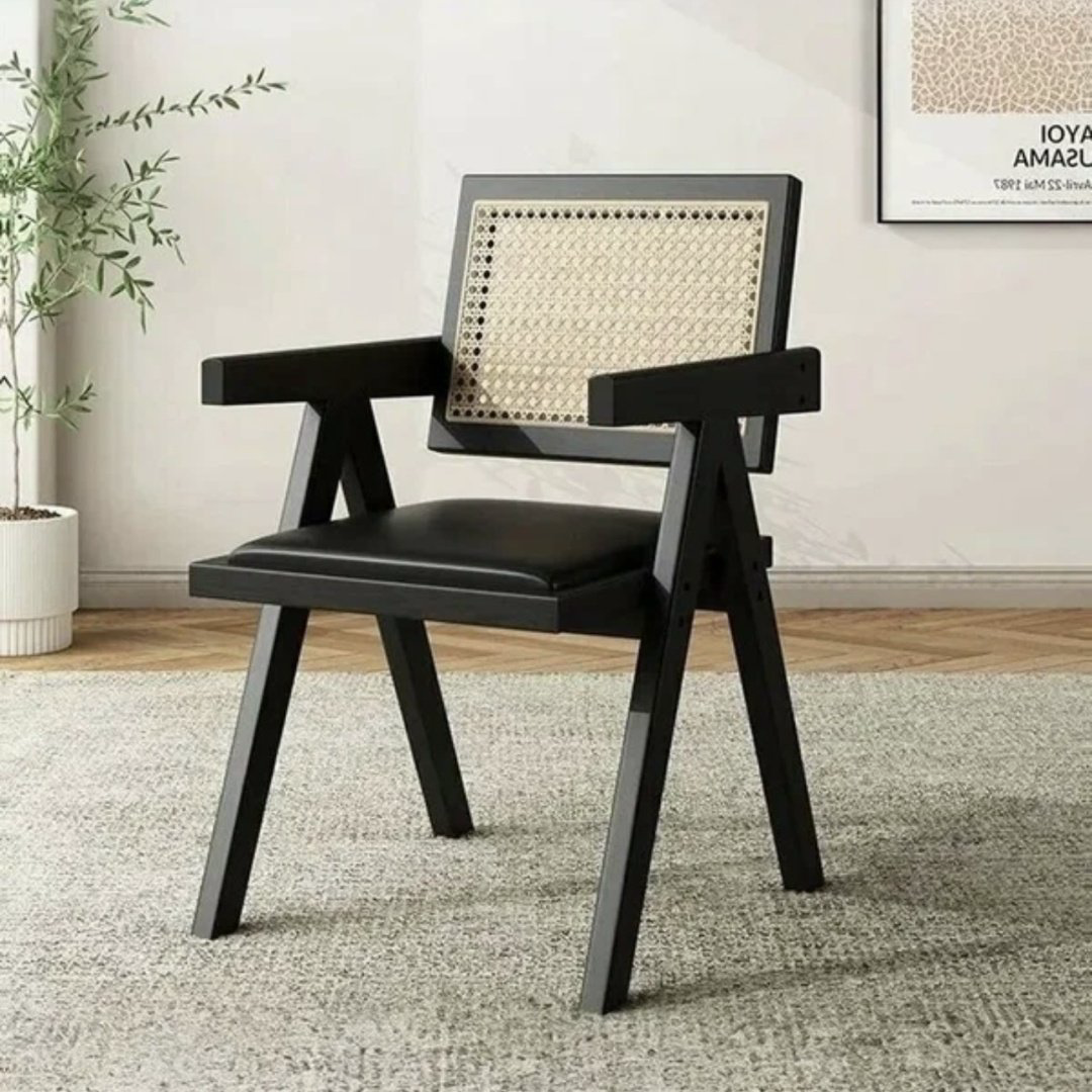 Стул Без бренда Rattan Wood 83x51x53см черный купить,NaN