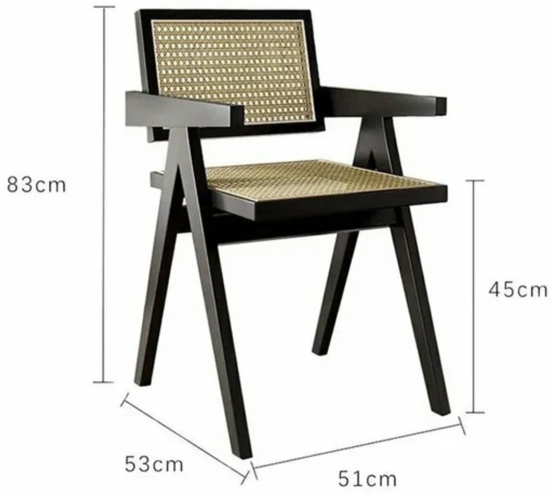 Стул Без бренда Rattan Wood 83x51x53см черный купить,NaN
