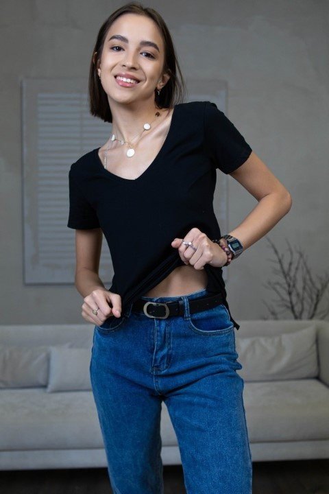 Футболка alinashoes без принта черная S
