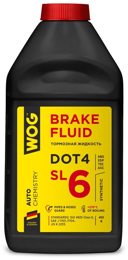 Тормозная жидкость гликолевая WOG DOT4 SL6 0.5 л купить,NaN