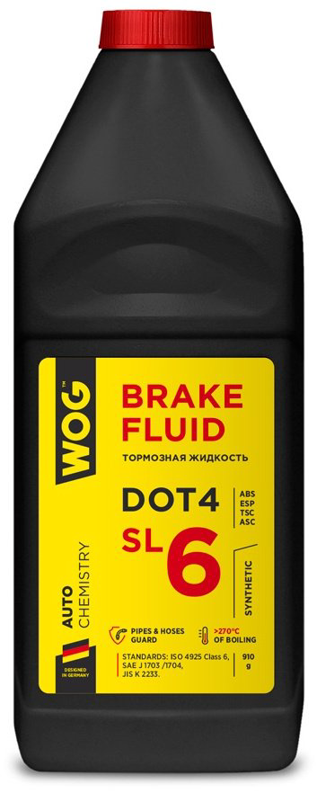 Тормозная жидкость силиконовая WOG DOT4 SL6 1 л купить,NaN