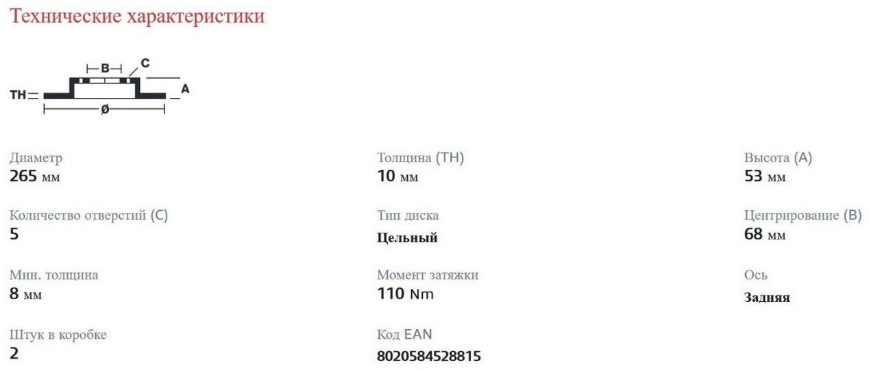 Диски Brembo задние 08.5288.10 купить,NaN