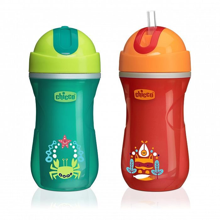 Поильник Chicco Sport Cup 14m+ красный-зеленый купить,NaN