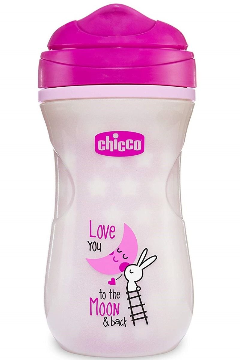Поильник-непроливайка Chicco Glowing Cup 14м+ розовый купить,NaN