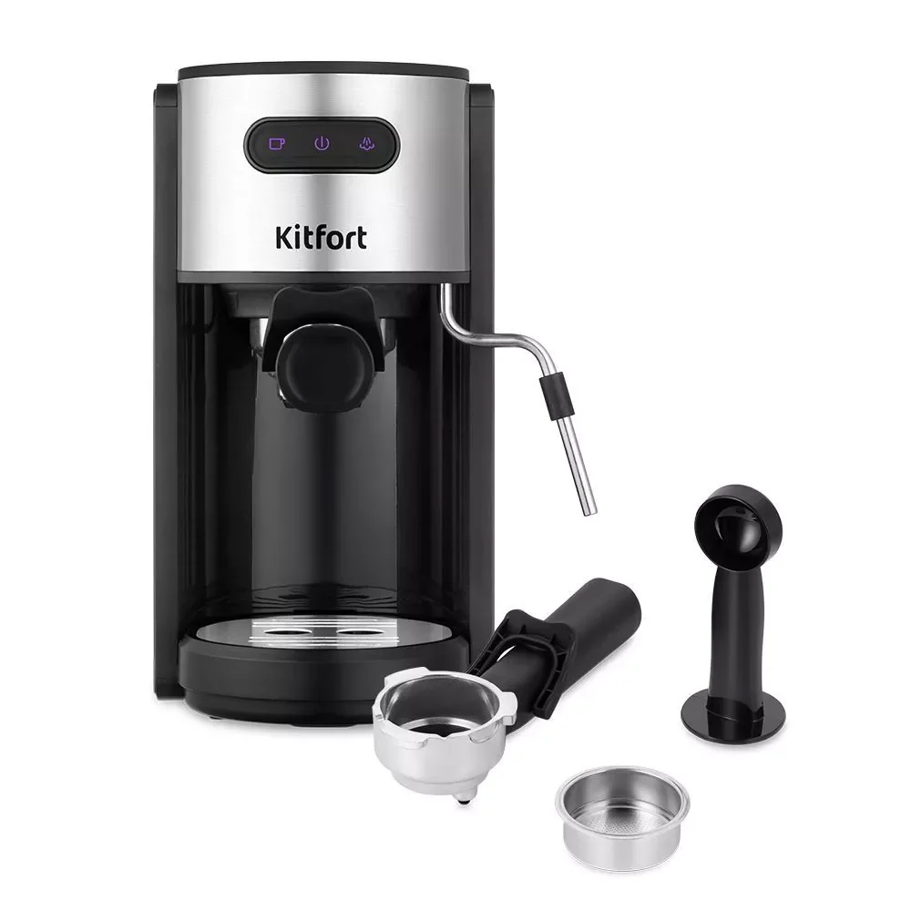 Кофемашина Kitfort КТ-7137 черно-серебристая - ForteMarket Кофемашина Kitfort КТ-7137 черно-серебристая купить,0