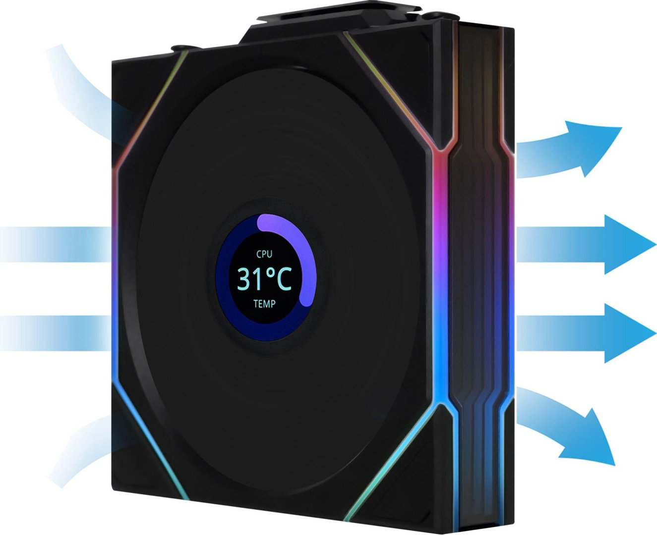 Вентилятор LIAN LI UNI FAN TL120 LCD Reverse Blade Wireless 3x120, G99.12RTLLCD1W3B.00 черный купить,NaN