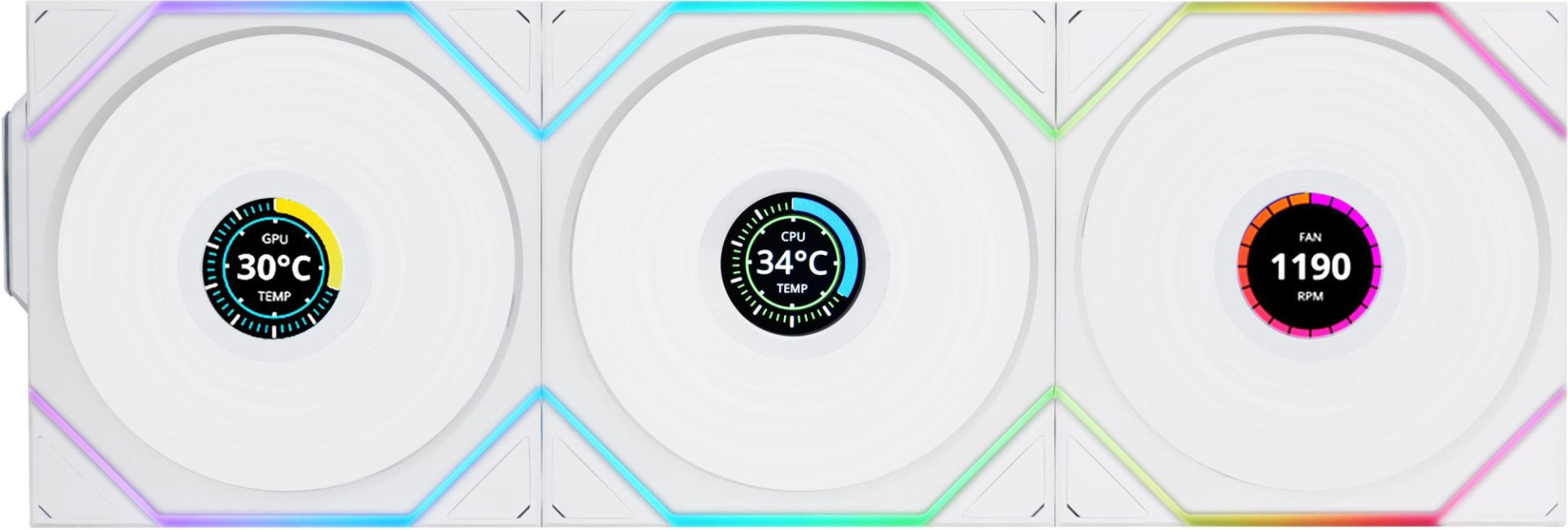 Вентилятор LIAN LI UNI FAN TL120 LCD Reverse Blade Wireless White 3x120, G99.12RTLLCD1W3W.00 белый