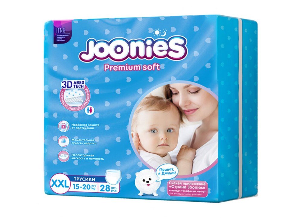 Трусики-подгузники Joonies Premium Soft  XXL 15-20кг 28шт