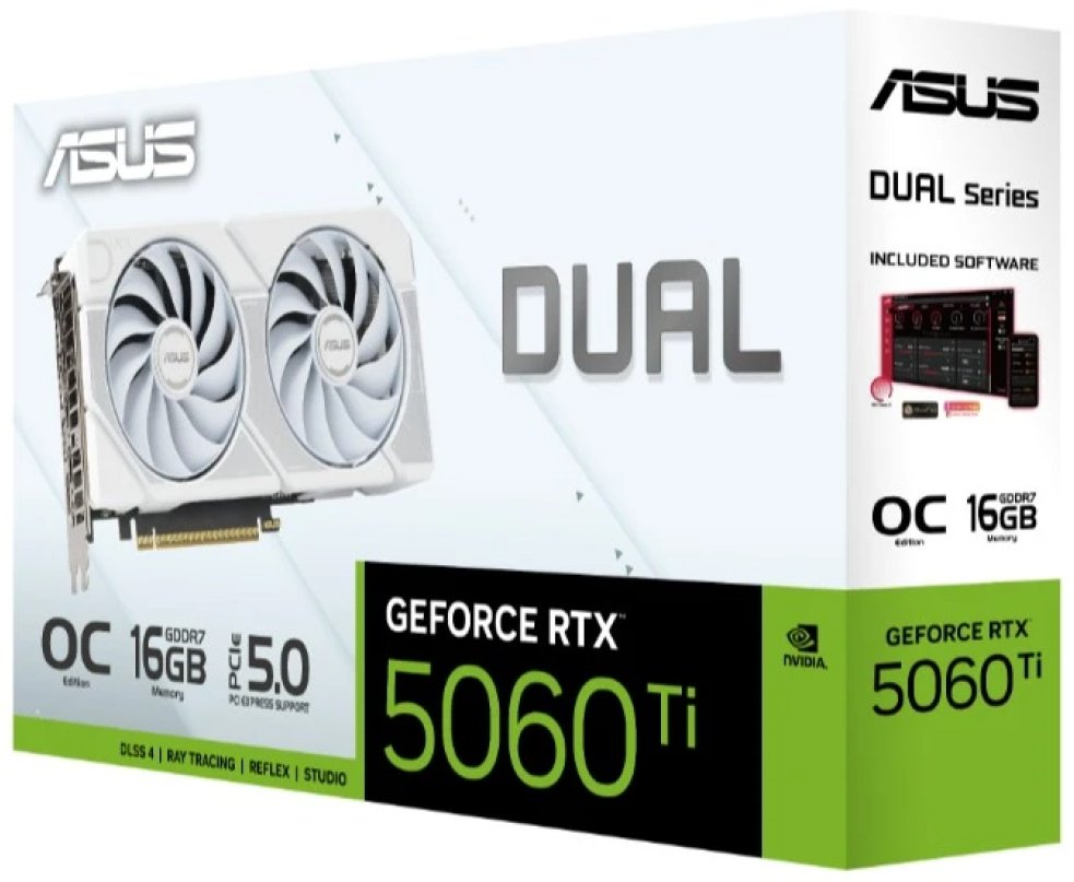 Видеокарта ASUS GeForce RTX 5060 Ti DUAL White OC Edition (DUAL-RTX5060TI-O16G-WHITE) 16 Гб купить,NaN