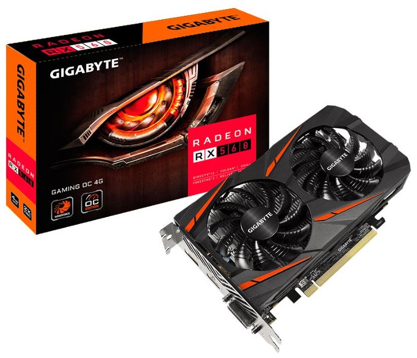 Видеокарта GIGABYTE GV-RX560GAMING OC-4GD 4 Гб купить,NaN