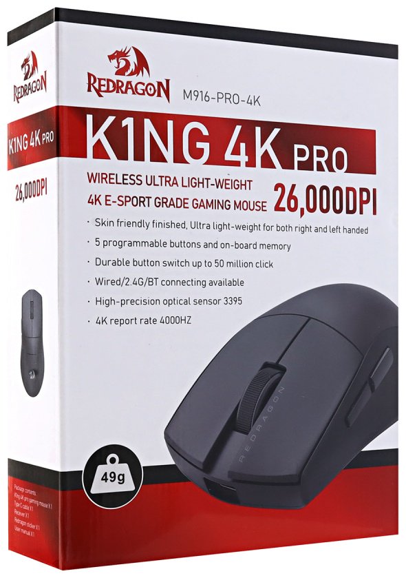 Мышь Redragon K1ng 4K Pro черный купить,NaN